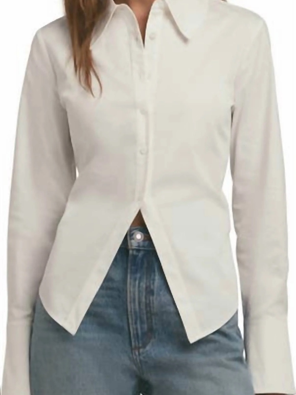 Favorite Daughter White Point-Hem Button-Down Shirt